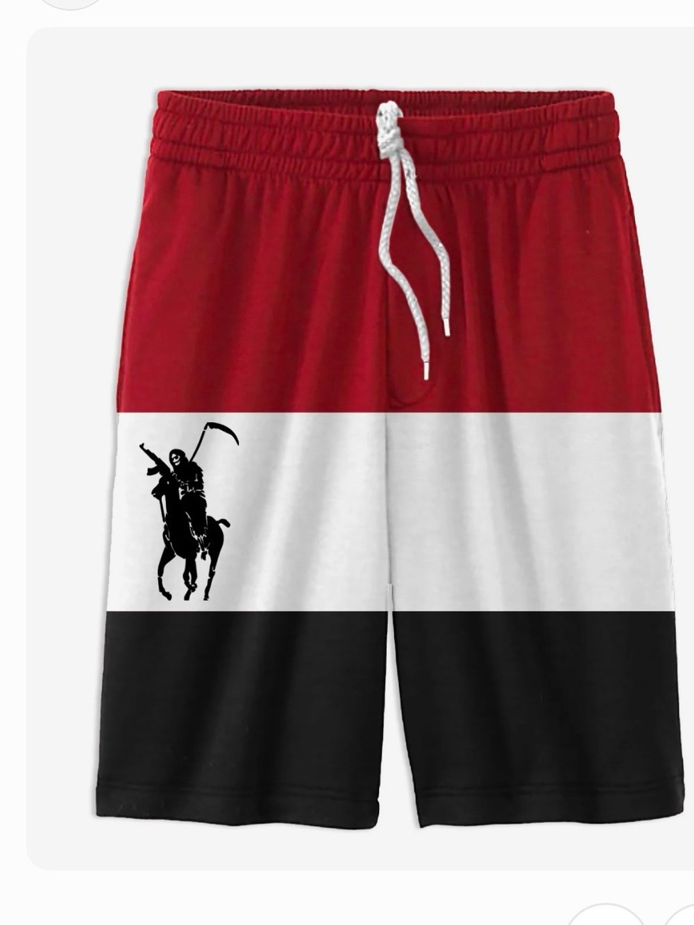 Polo-Inspired Men's Red White Black Colorblock Athletic Shorts